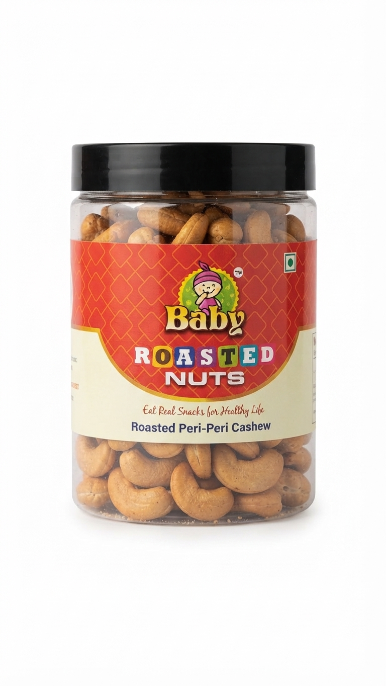 Baby Roasted Nuts – Roasted Peri-Peri Cashews (Jar) 250gm