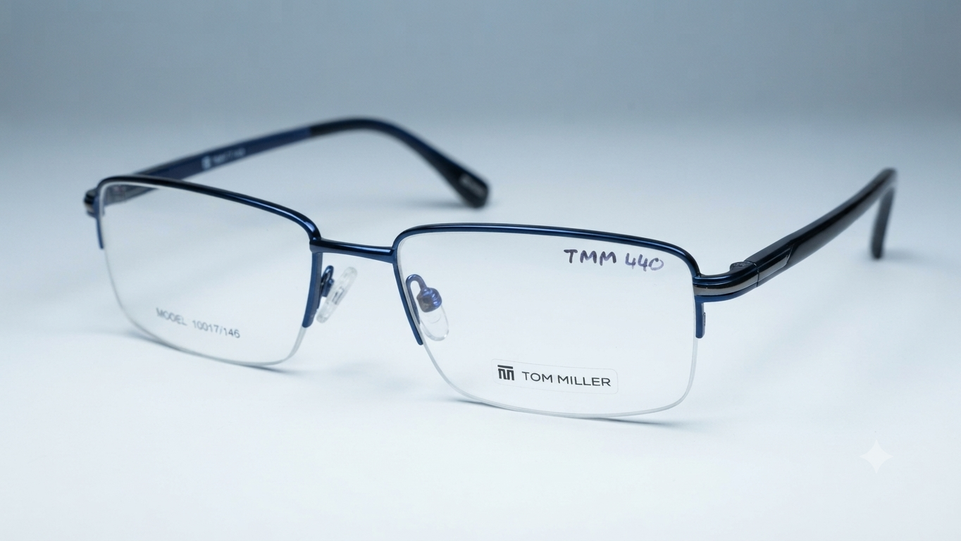 Tom Miller Semi-Rimless Blue Metal Optical Frames