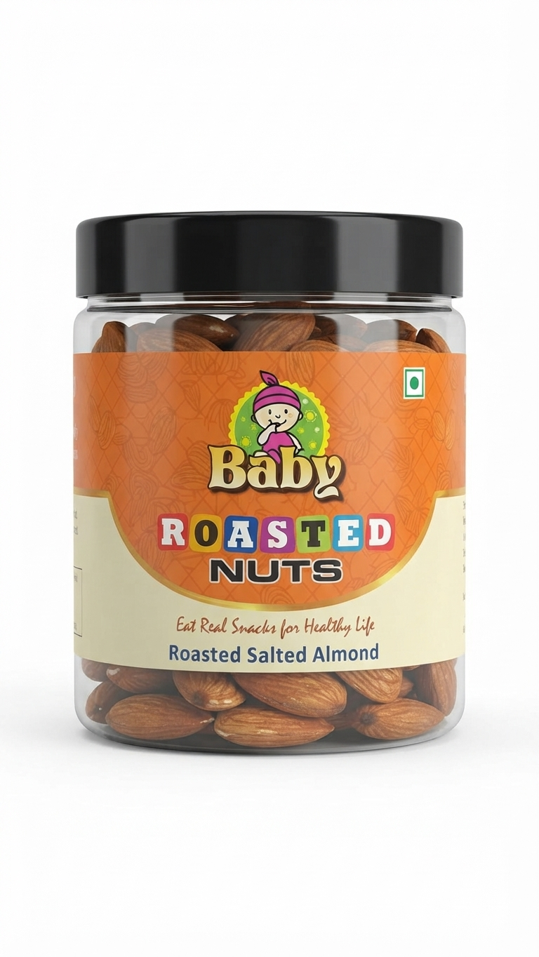 Baby Roasted Nuts – Roasted Salted Almonds (Jar) 250gm