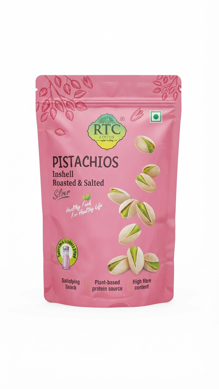 RTC Foods Inshell Pistachios – Roasted & Salted Silver 200gm