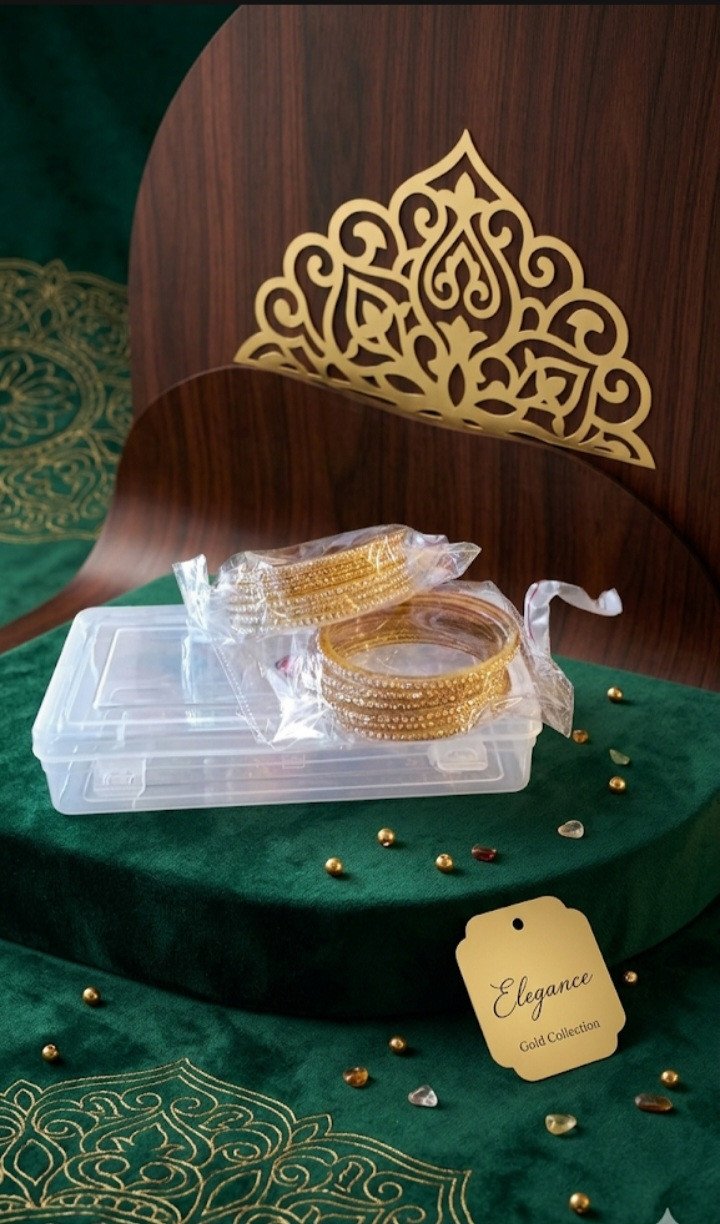 Elegance Gold Collection Crystal-Studded Bangle Set