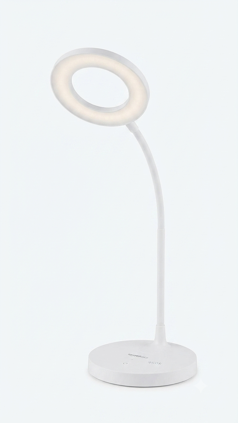 White LED Ring Desk Lamp