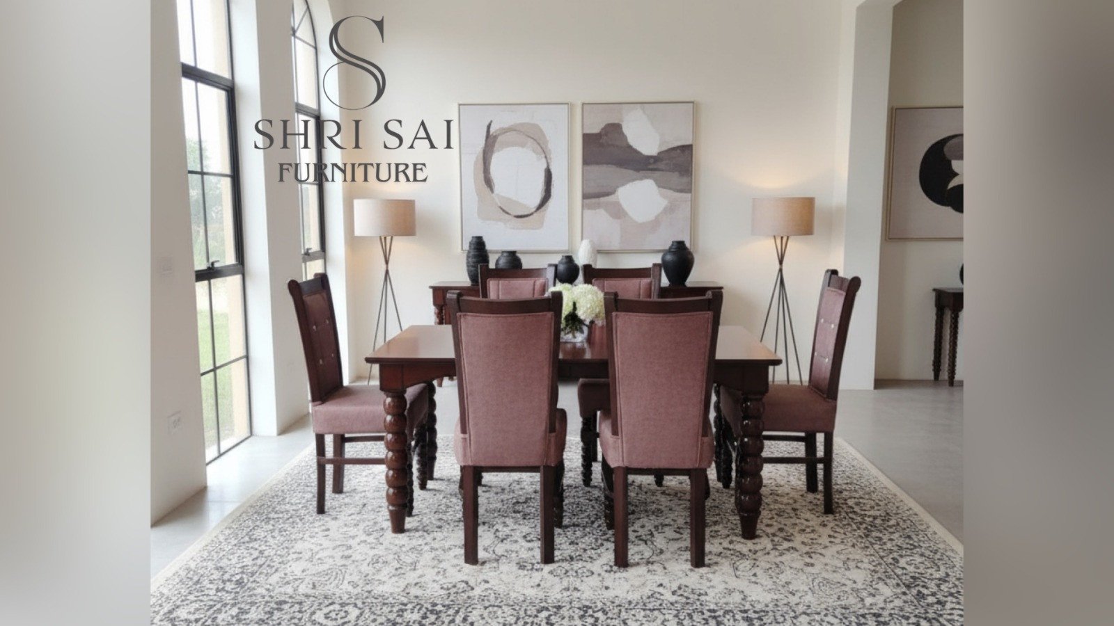 Royal Walnut 6 Seater Dining Table Set
