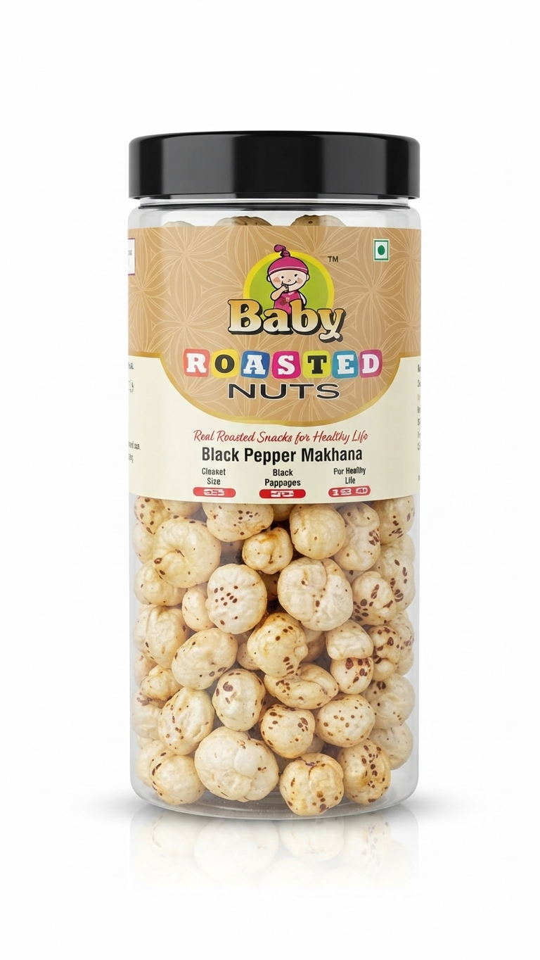 Baby Roasted Nuts - Black Pepper Makhana (Real Roasted Snacks for Healthy Life)