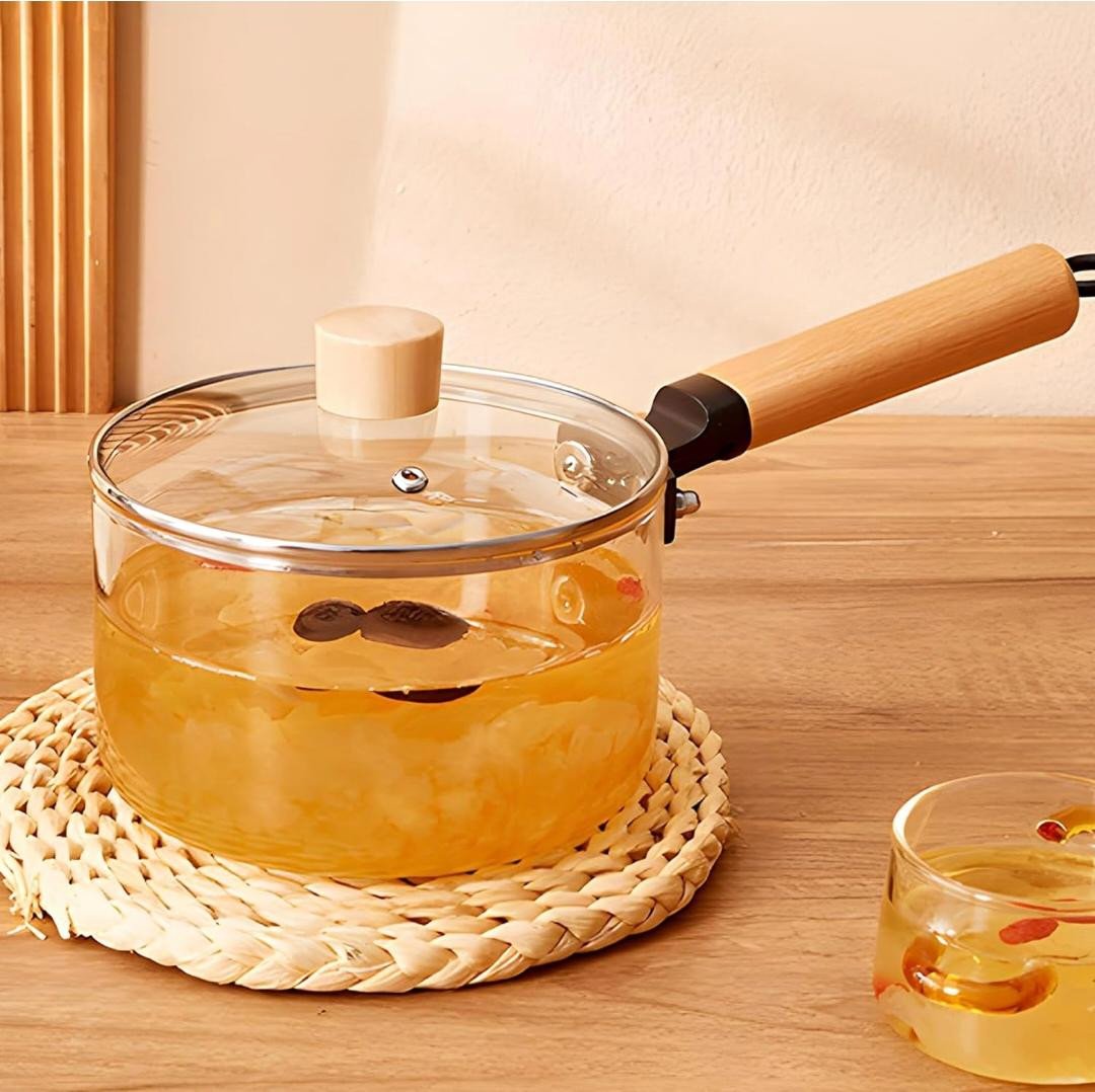Borosilicate Glass Sauce Pan with Lid & Handle