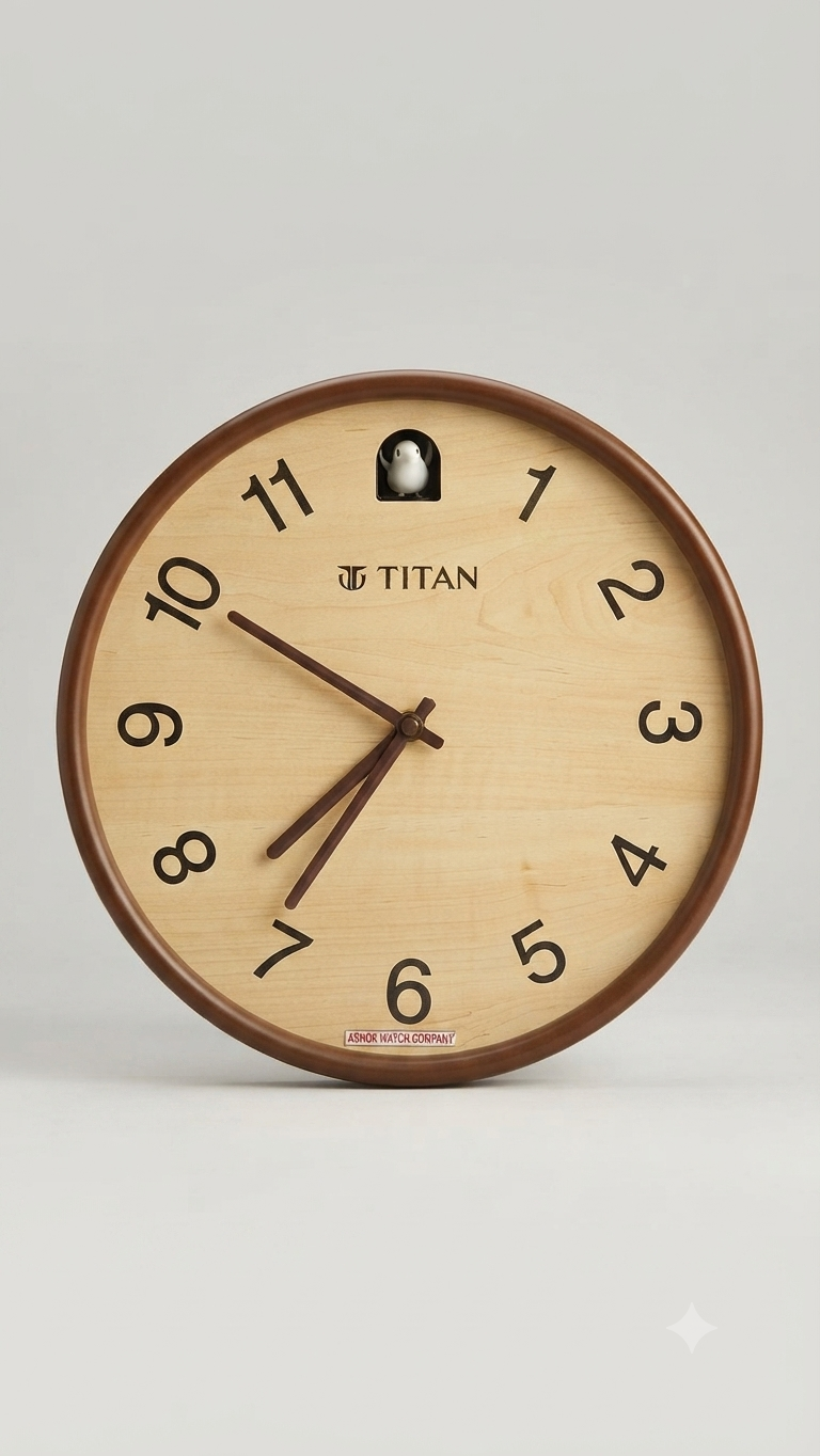 Titan Wooden Wall Clock with Cuckoo Feature