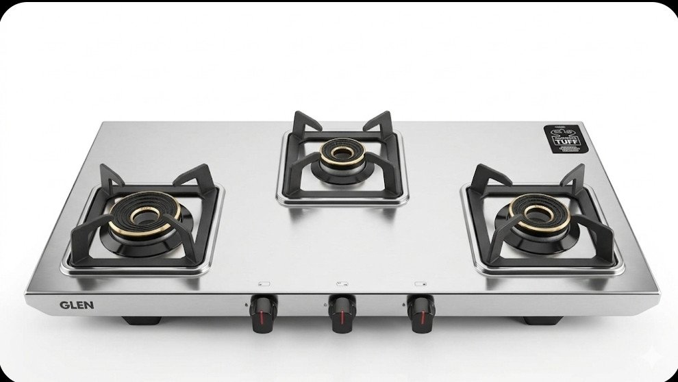 Premium three-burner built-in glass hob by GLEN