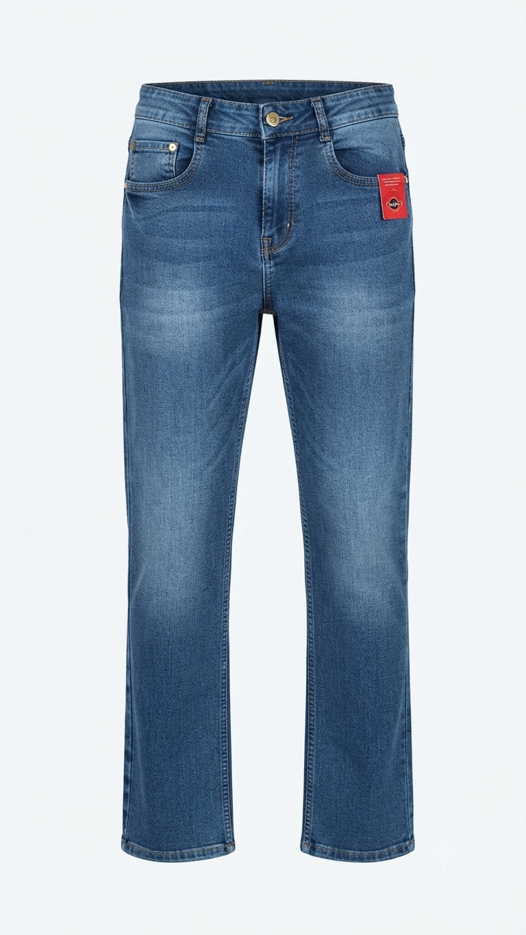 Men's Medium-Wash Blue Bootcut Denim Jeans