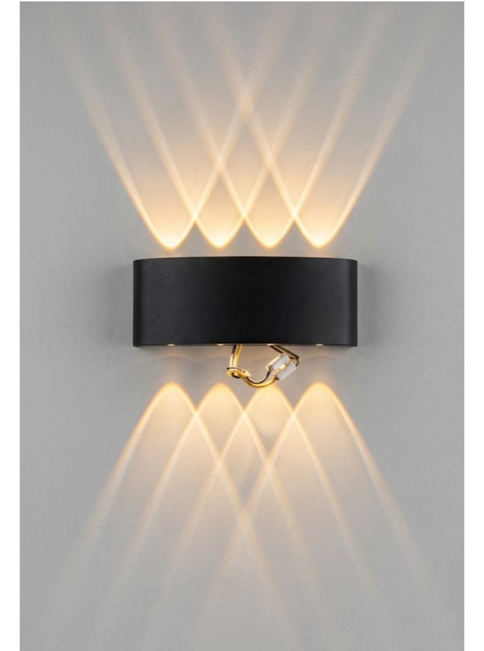 Modern Matte Black 8-Way Up-and-Down Outdoor/Indoor Wall Light