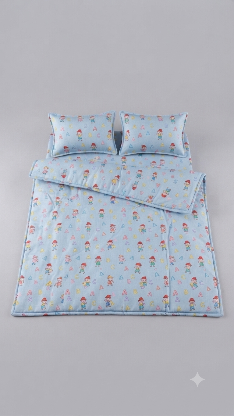 Playful Cartoon & Alphabet Print Miniature Deity Bedding Set