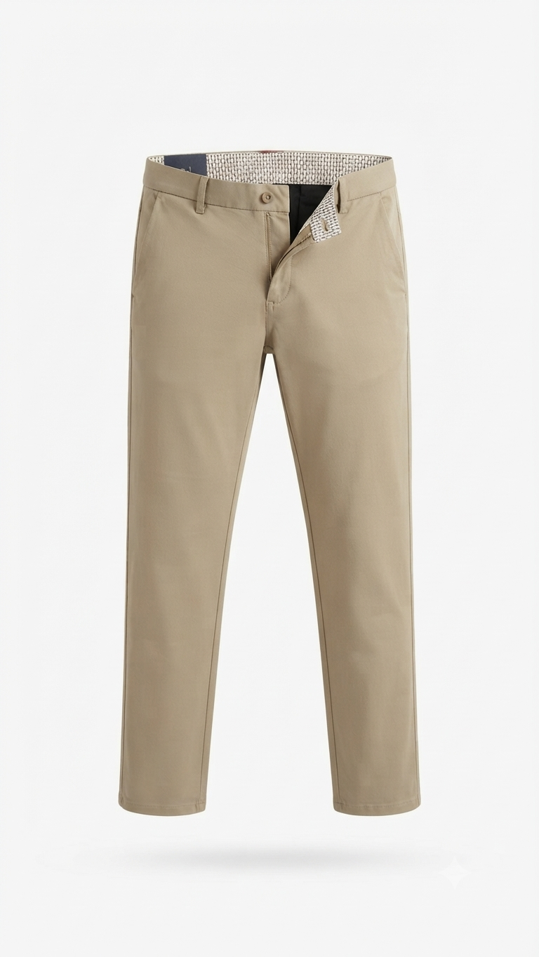Men's Beige Slim-Fit Casual Trousers