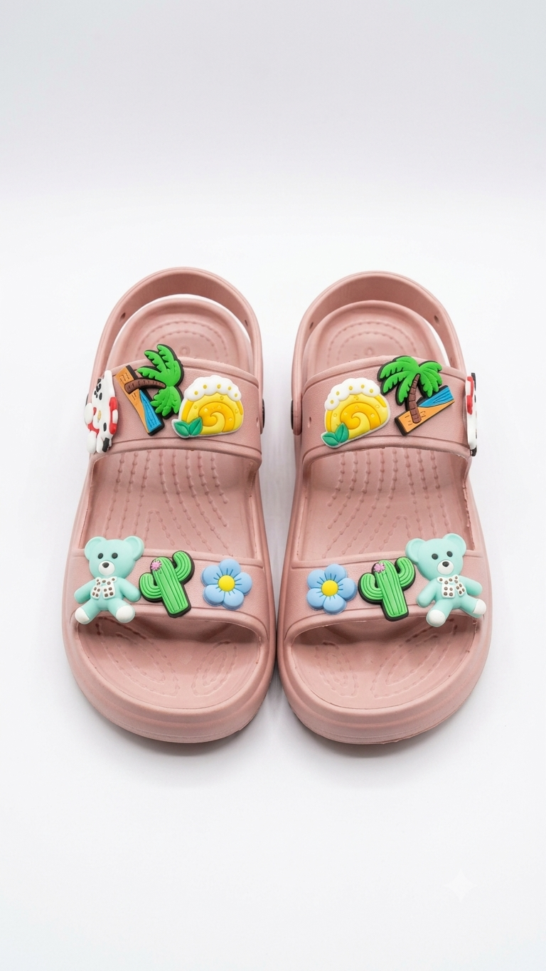 kids Cute Cartoon Charm Double-Strap Backstrap Clog Sandals