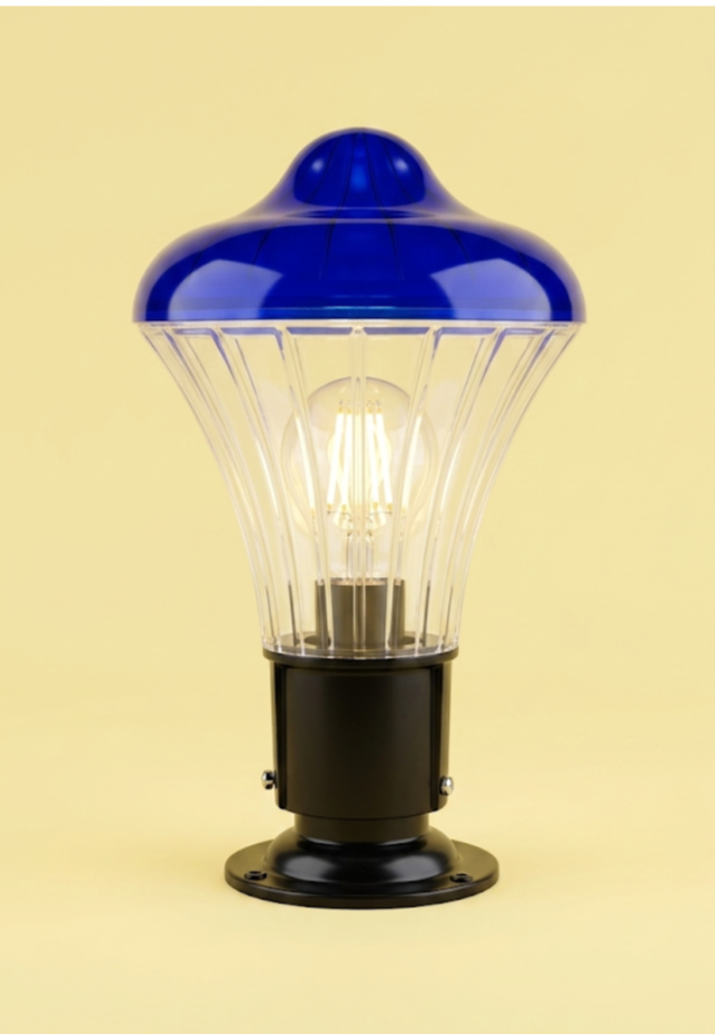 The Cobalt Mushroom Outdoor Pedestal Lantern