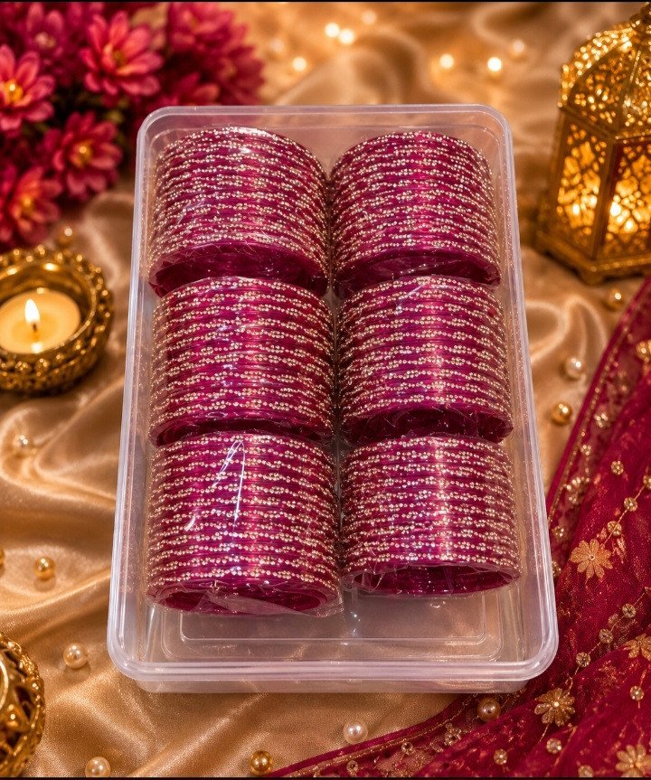 Ruby Glow Sparkle Bangles Set
