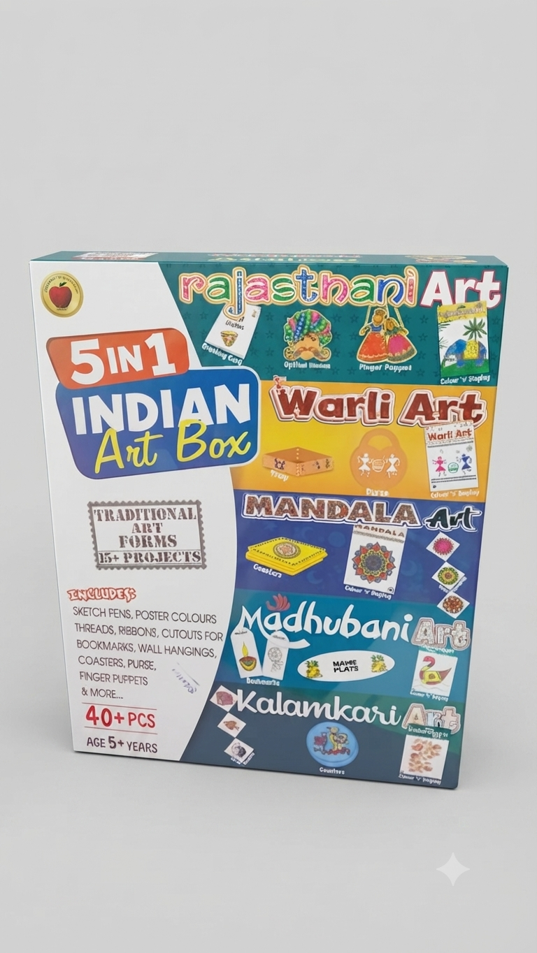 5-in-1 Indian Art Box: Traditional Art Forms & DIY Craft Kit