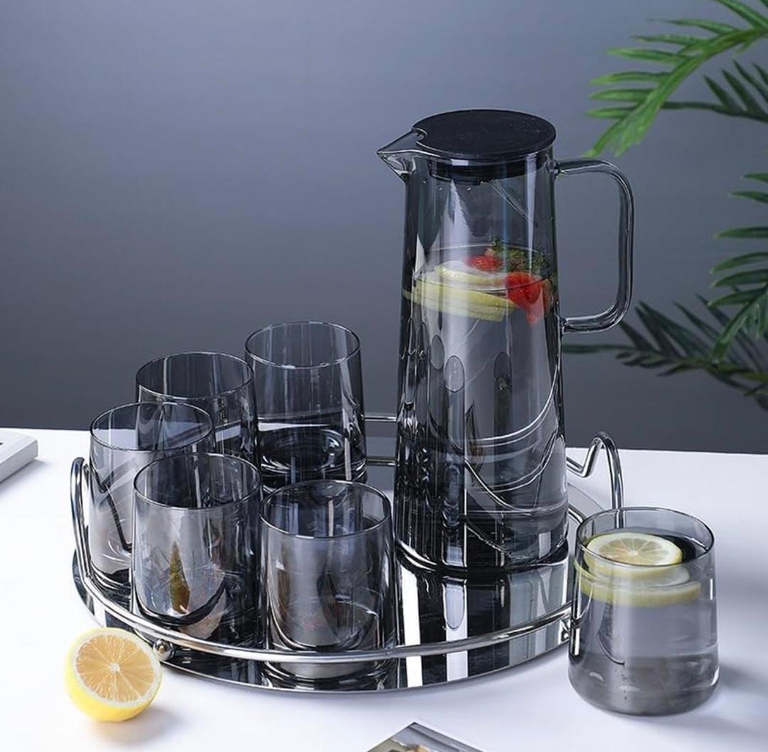 Juice Glasses Set of 6 and Jug Set Combo