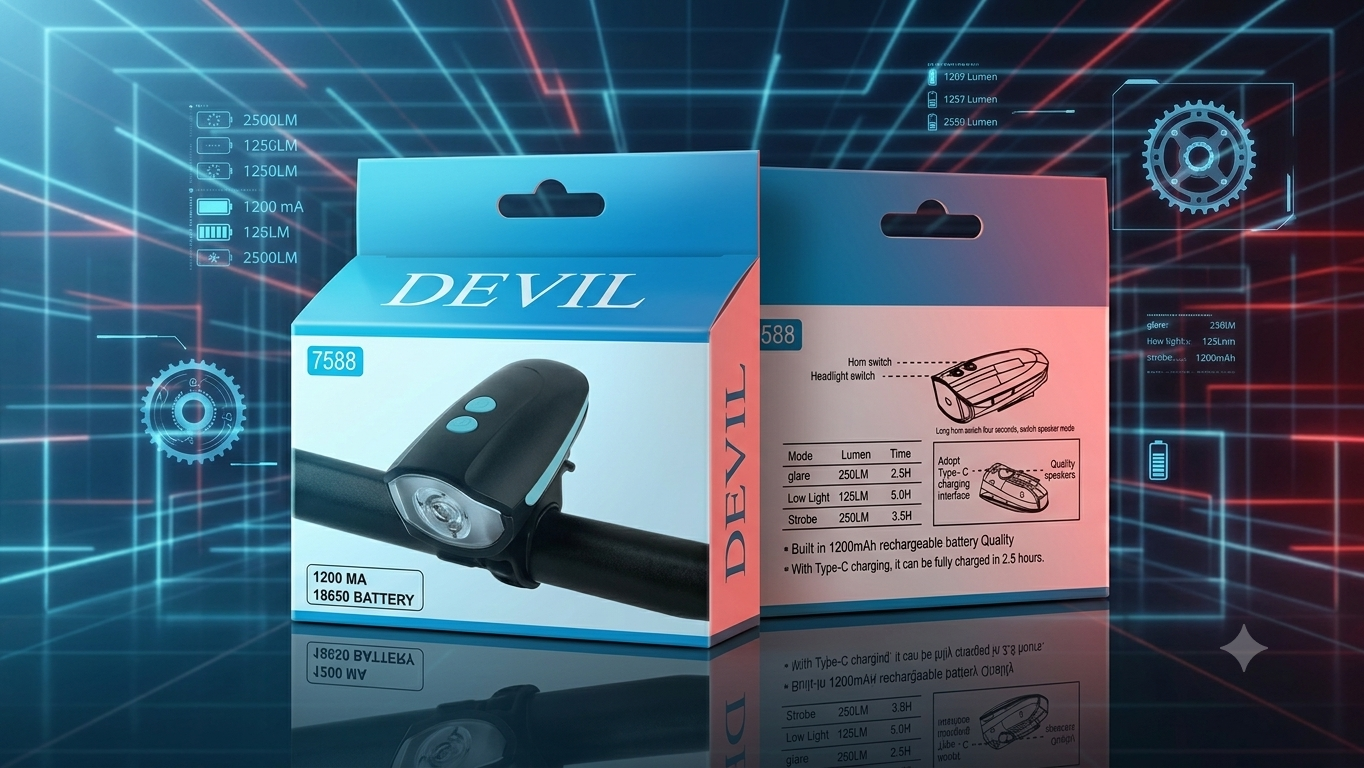 DEVIL 7588 Rechargeable LED Bicycle Headlight