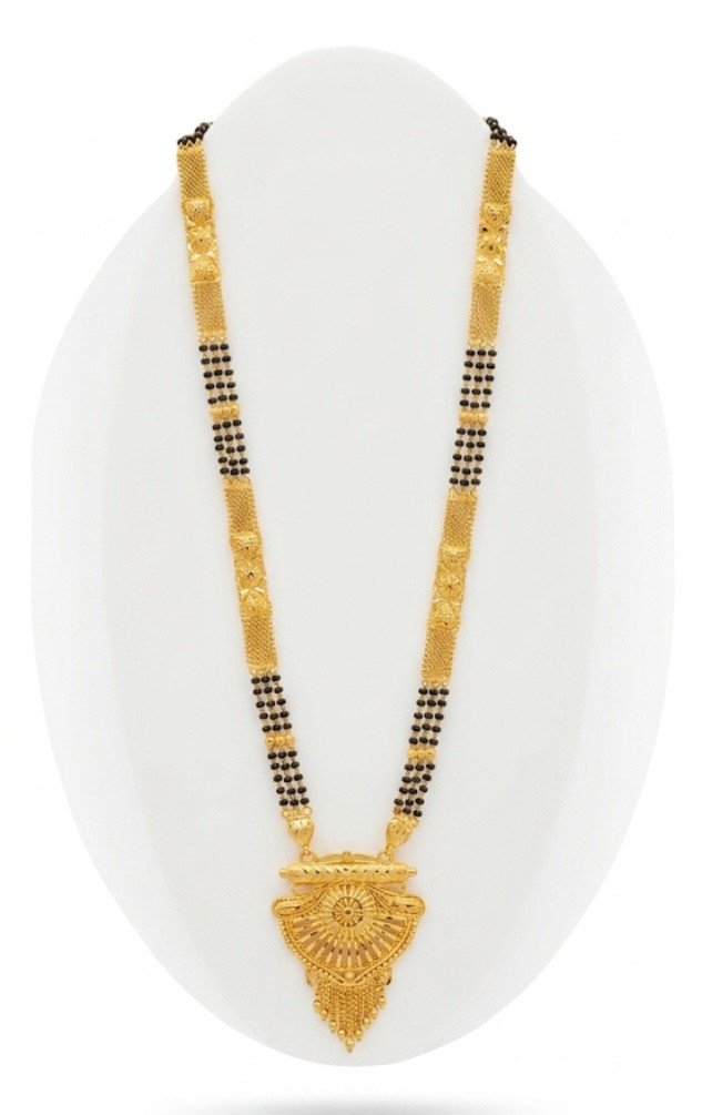 Gold and Black Bead Mangalsutra Necklace