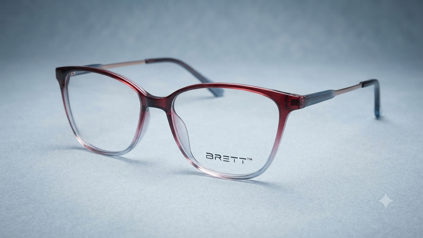 Brett Eyewear Red-to-Pink Gradient Optical Frames