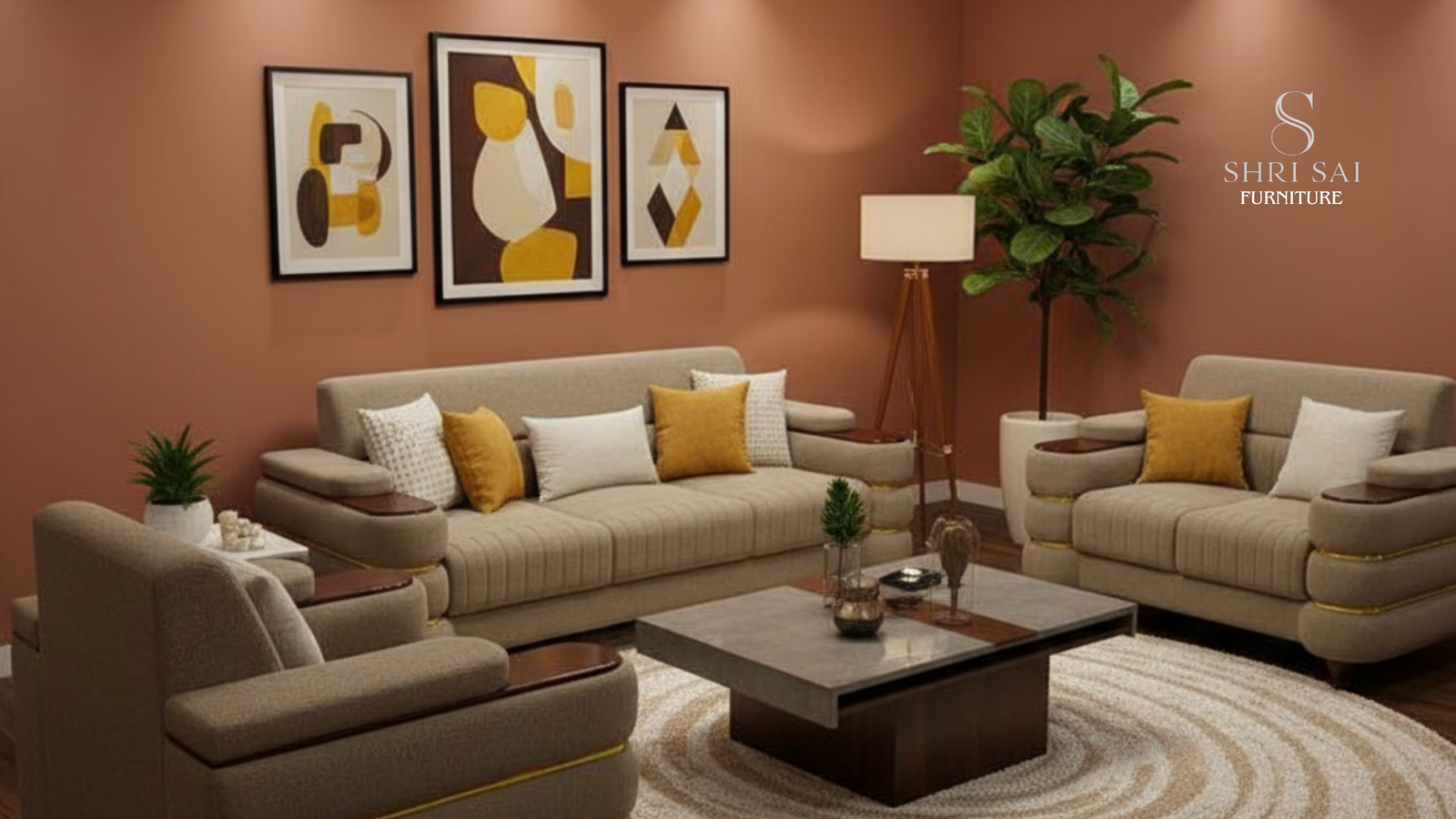 Shri Sai Furniture 'Urban Zen' 6-Seater Premium Living Room Sofa Set
