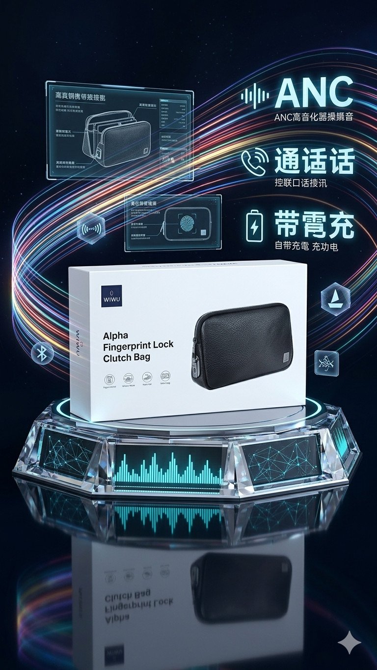 WiWU Alpha Fingerprint Lock Clutch Bag