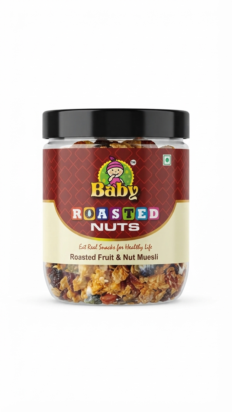 Baby Roasted Nuts – Roasted Fruit & Nut Muesli (Jar)