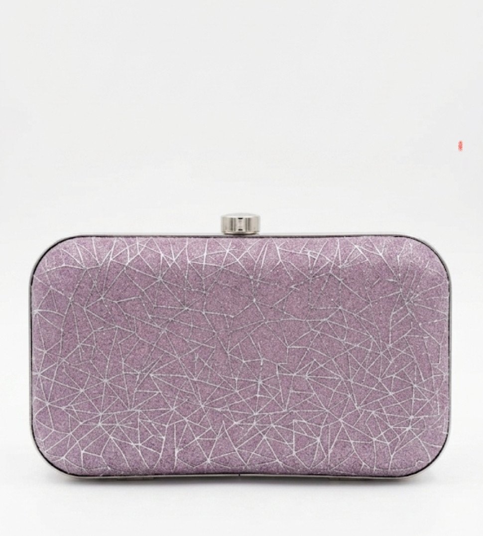 Elegant Mauve Glitter Box Clutch