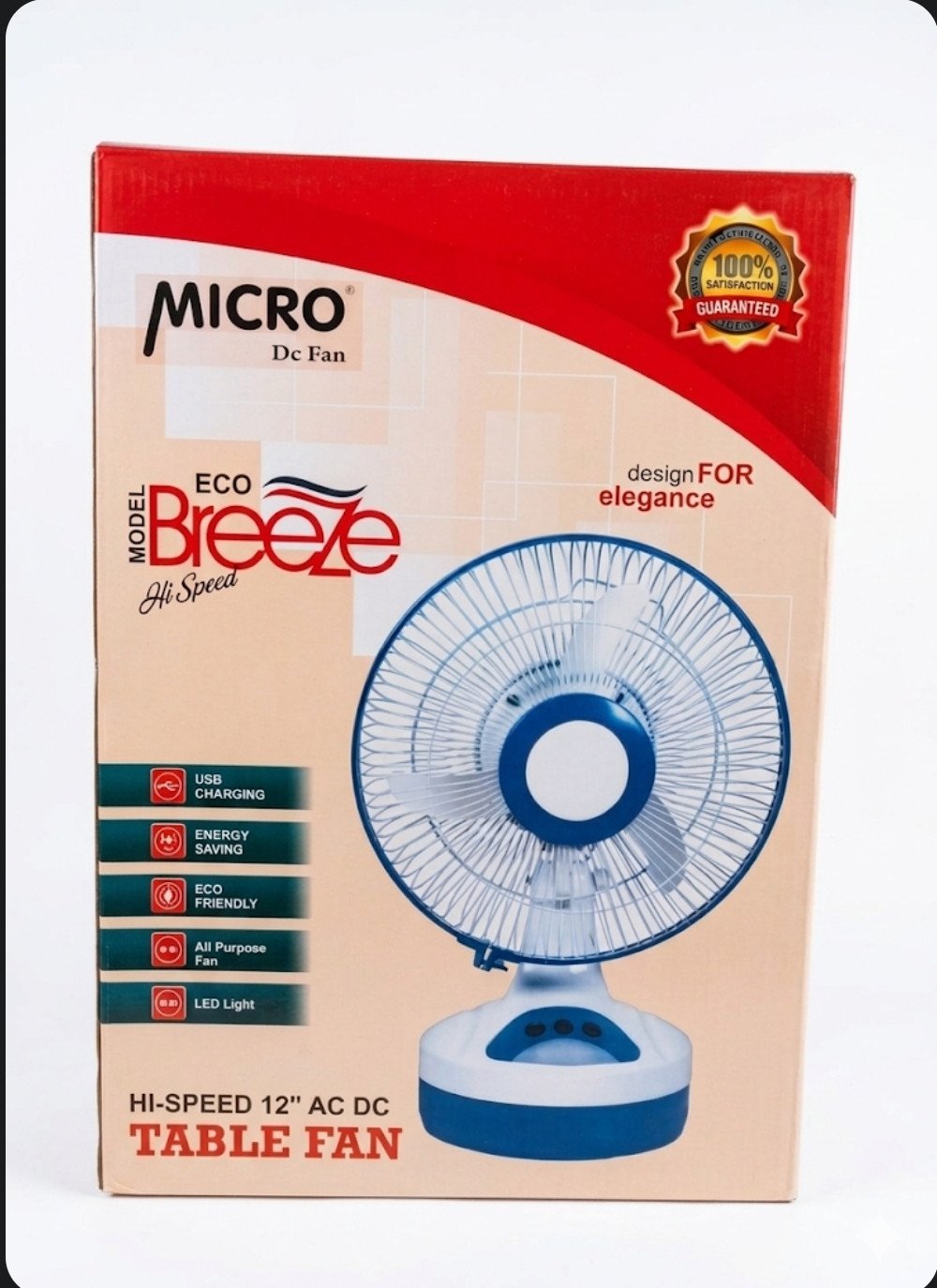Micro Eco Breeze 12" AC/DC Table Fan