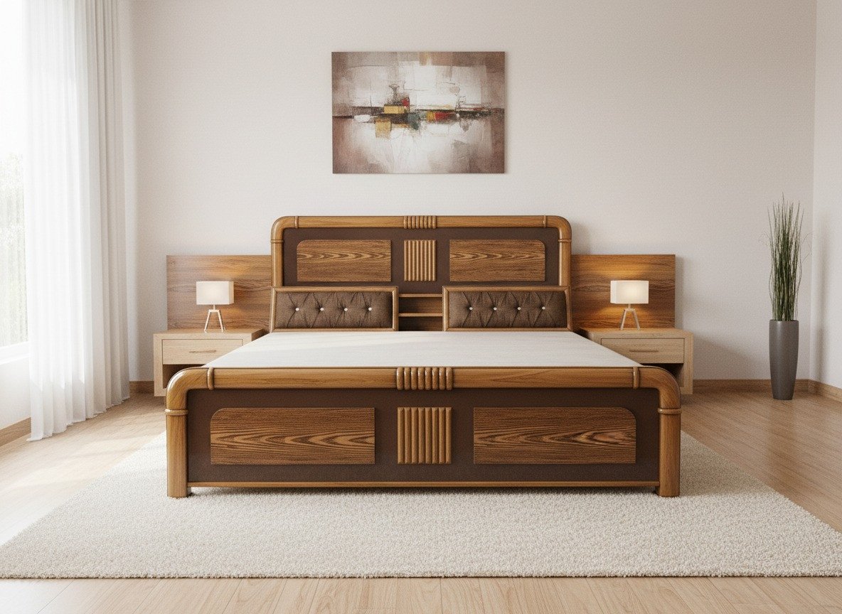 Modern Wooden Designer Bed Set