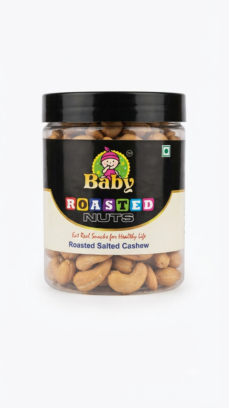 Baby Roasted Nuts – Premium Roasted Salted Cashews (Jar) 250gm