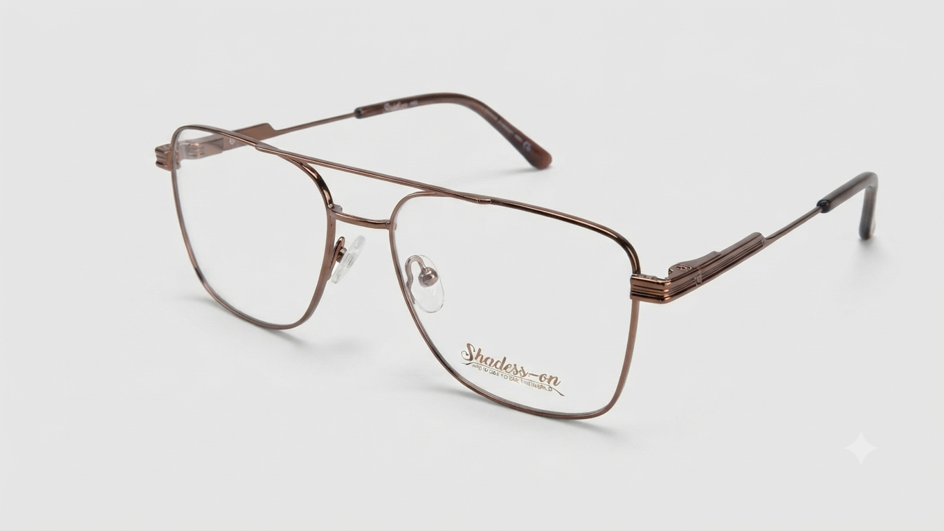 Shadess-on Vintage-Style Double-Bridge Aviator Eyeglasses in Bronze-Copper