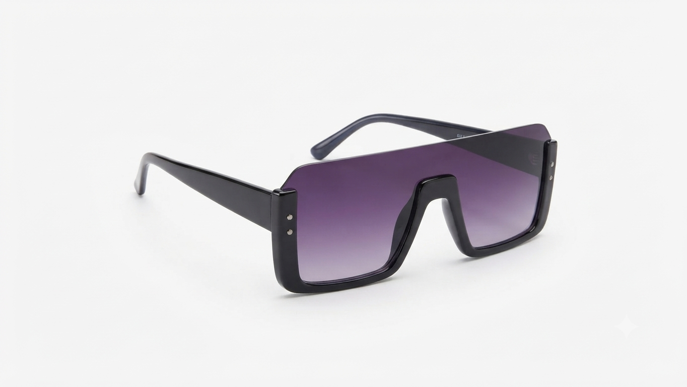 Oversized Square Shield Sunglasses in Purple Gradient