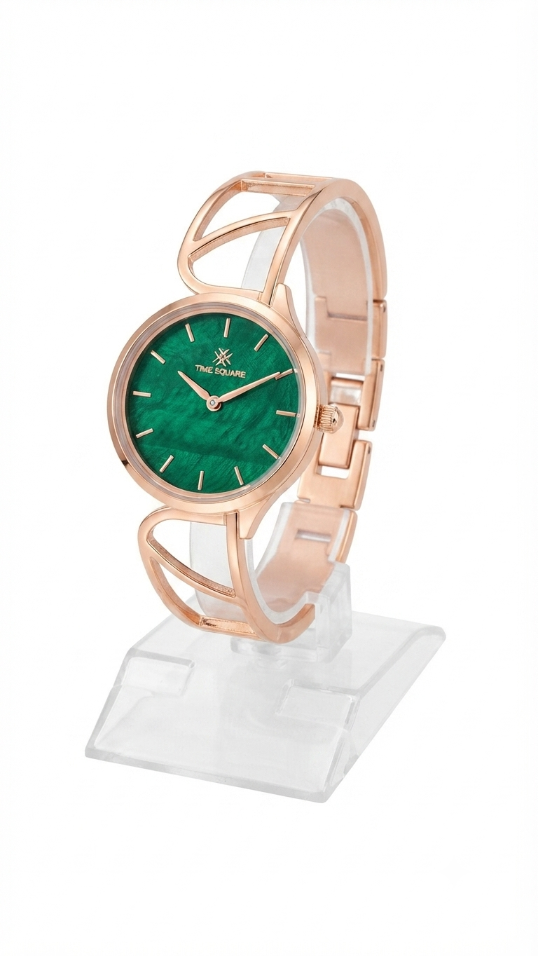 Time Square Women's Rose Gold-Tone Open-Work Bangle Watch