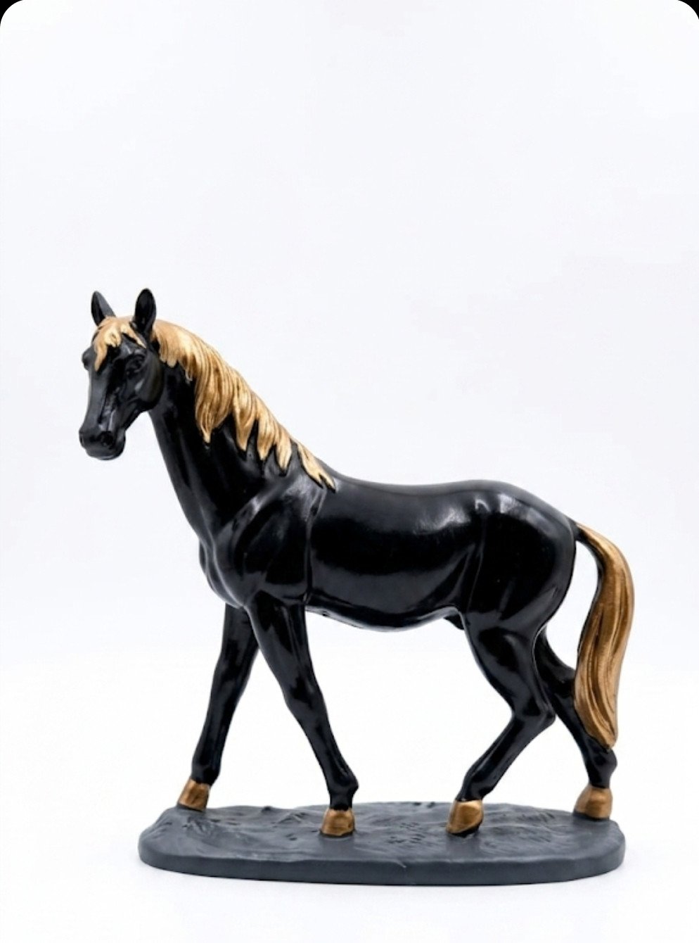 Elegant Black and Gold Horse Figurine