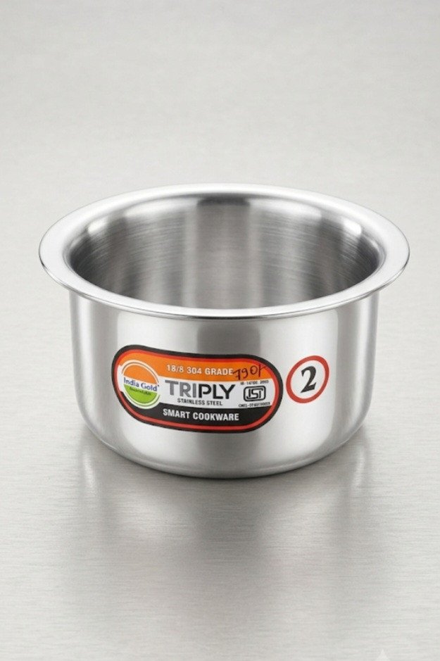 Gold Triply Stainless Steel Tope (Patila)