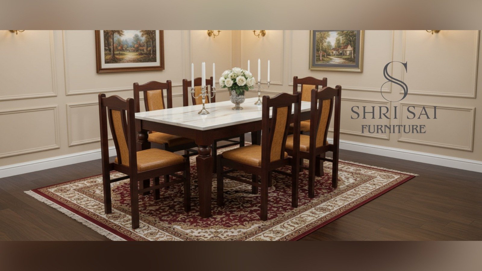 Imperial Marble Top 6 Seater Dining Set