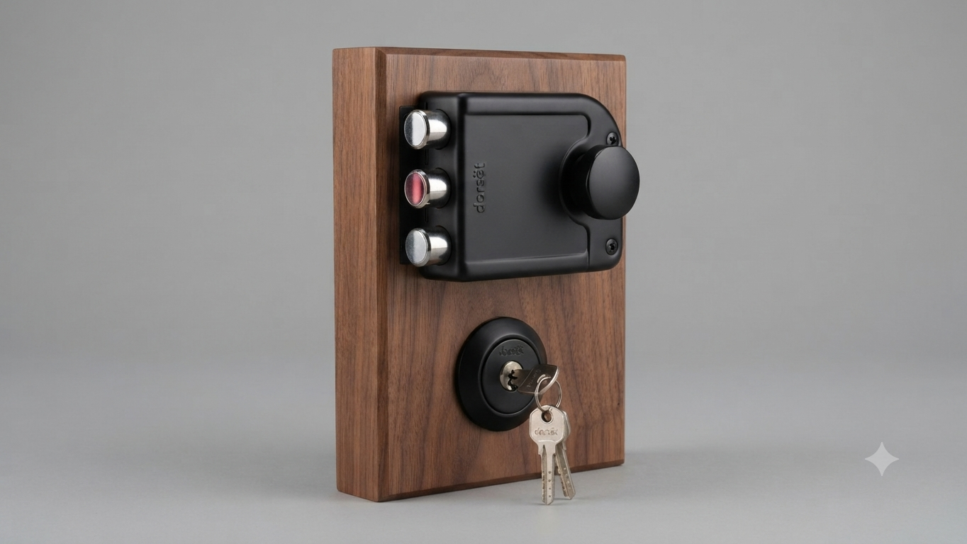 Dorset 3-Bolt Rim Lock / Heavy-Duty Surface Mount Nightlatch Door Lock Mechanism (Black Finish)