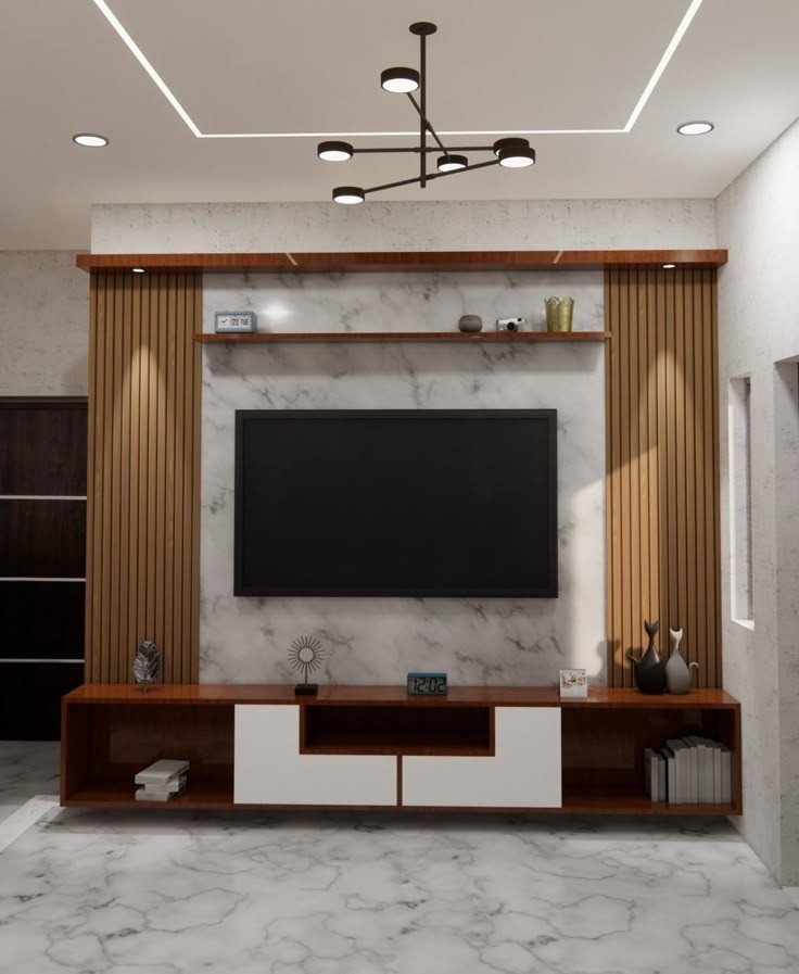 The Carrara Luxe Slatted Entertainment Wall