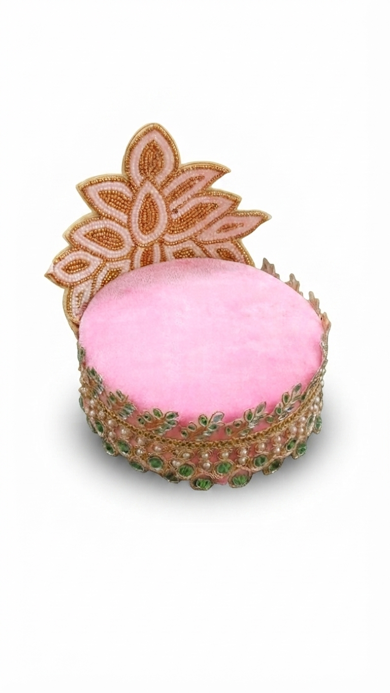 Pink Velvet Singhasan for Deity