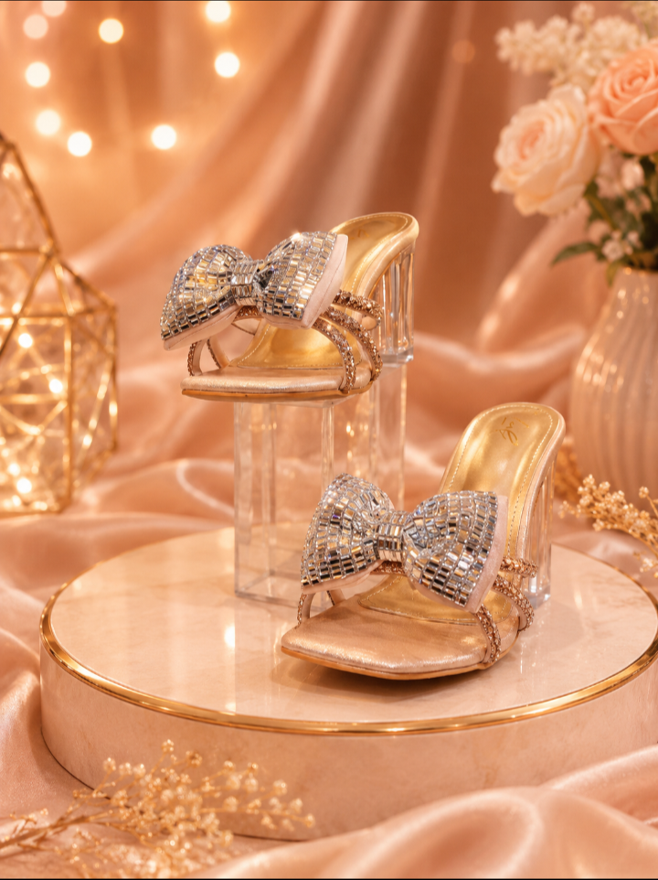 Luxury Crystal Bow Party Heels for Women