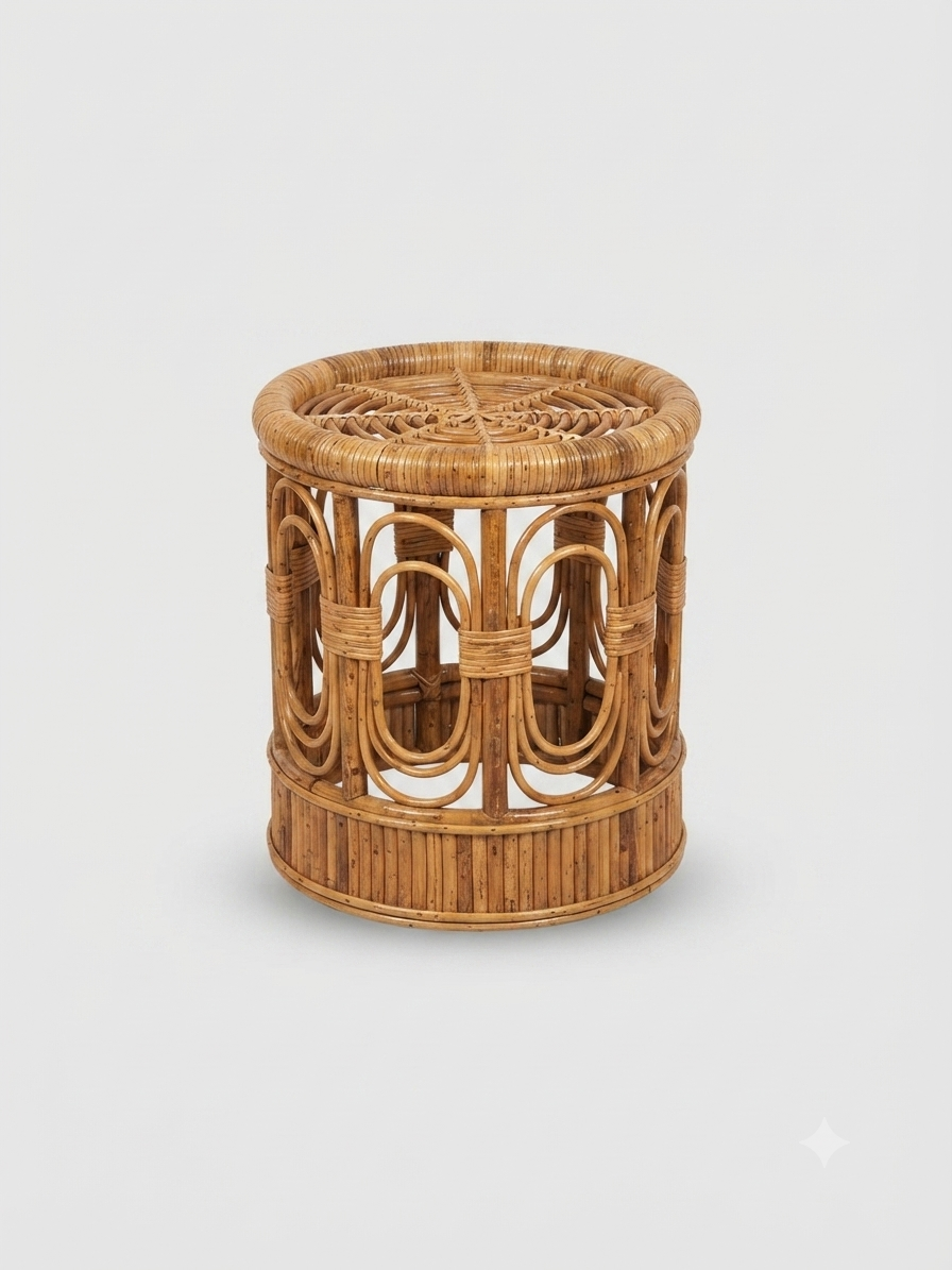 Rattan Hourglass Stool / Side Table