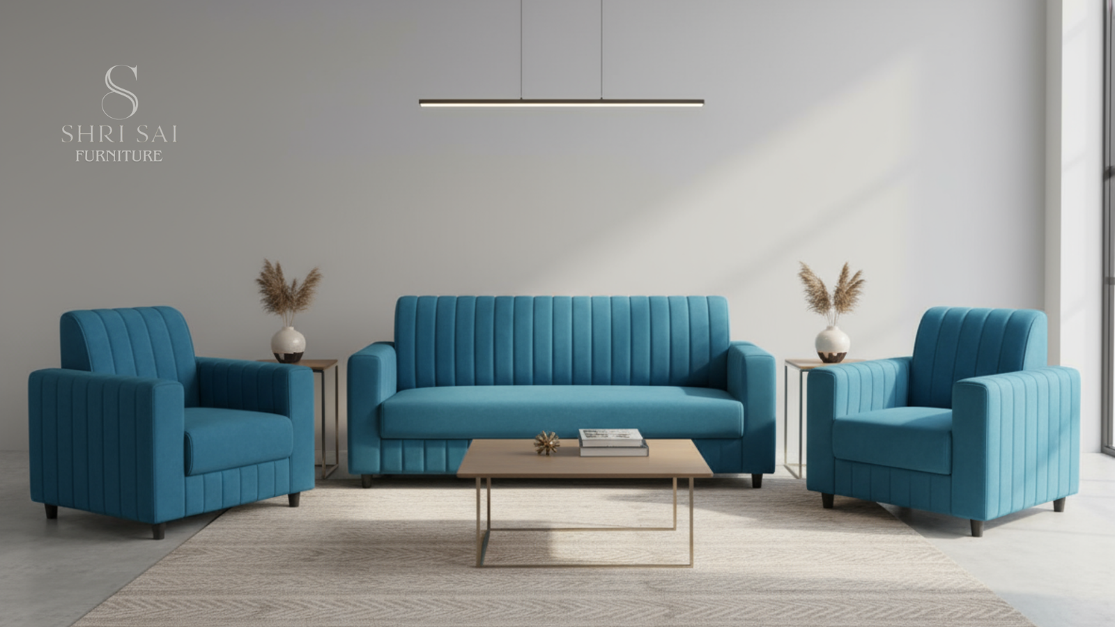 Aura Chesterfield-Inspired Terracotta Suede 5-Seater Sofa Set