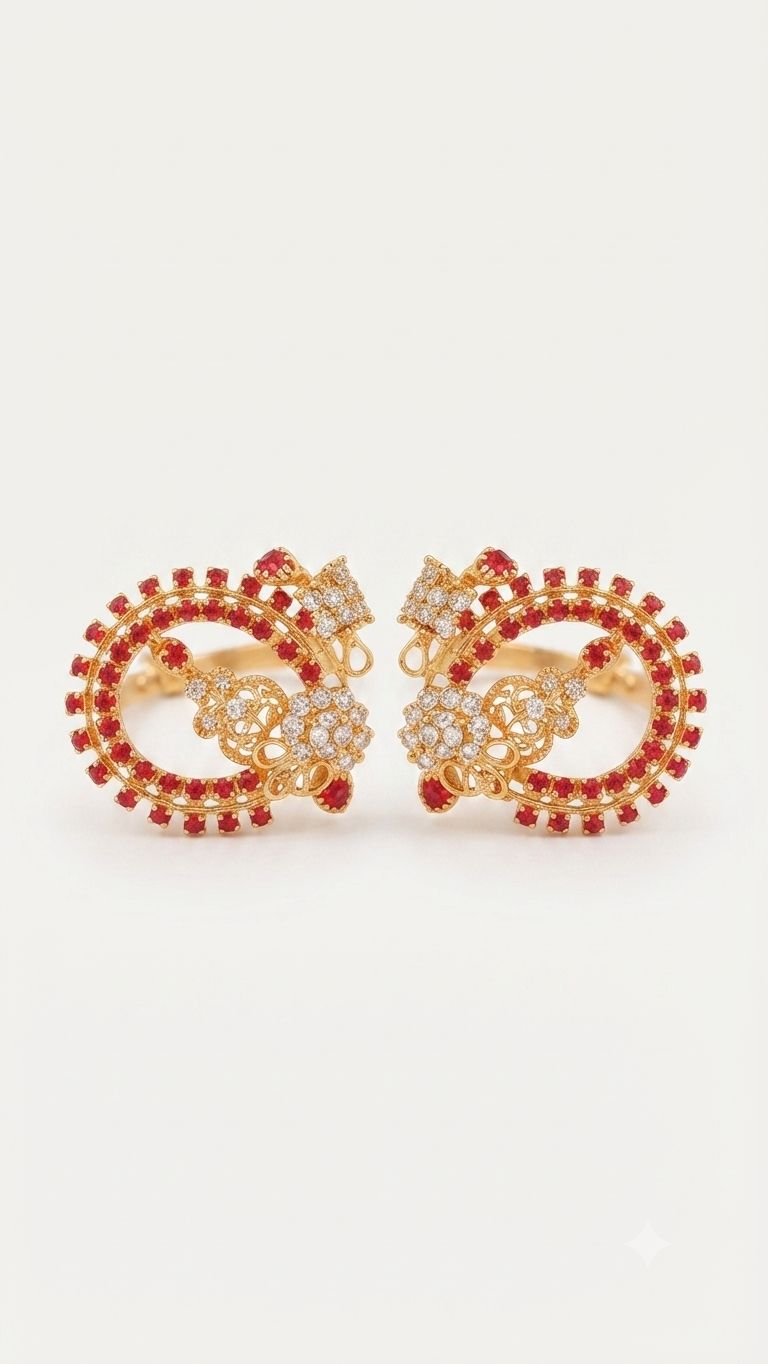 Ornate Peacock-Motif Gold & Stone Bangles for Radha Rani