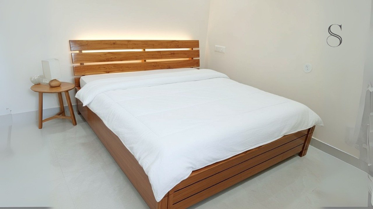 wooden platform bed frame