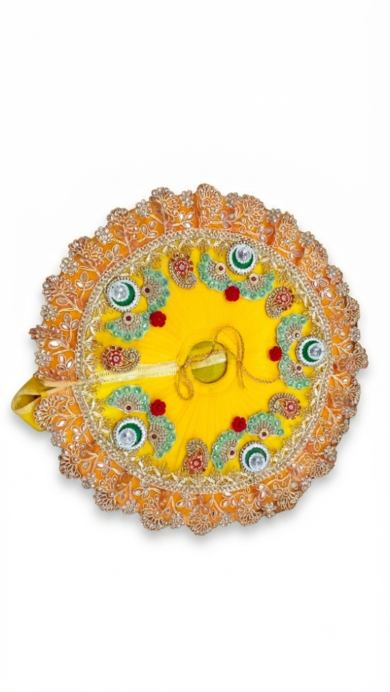Ornate Yellow & Orange Laddu Gopal Poshak (Deity Dress)