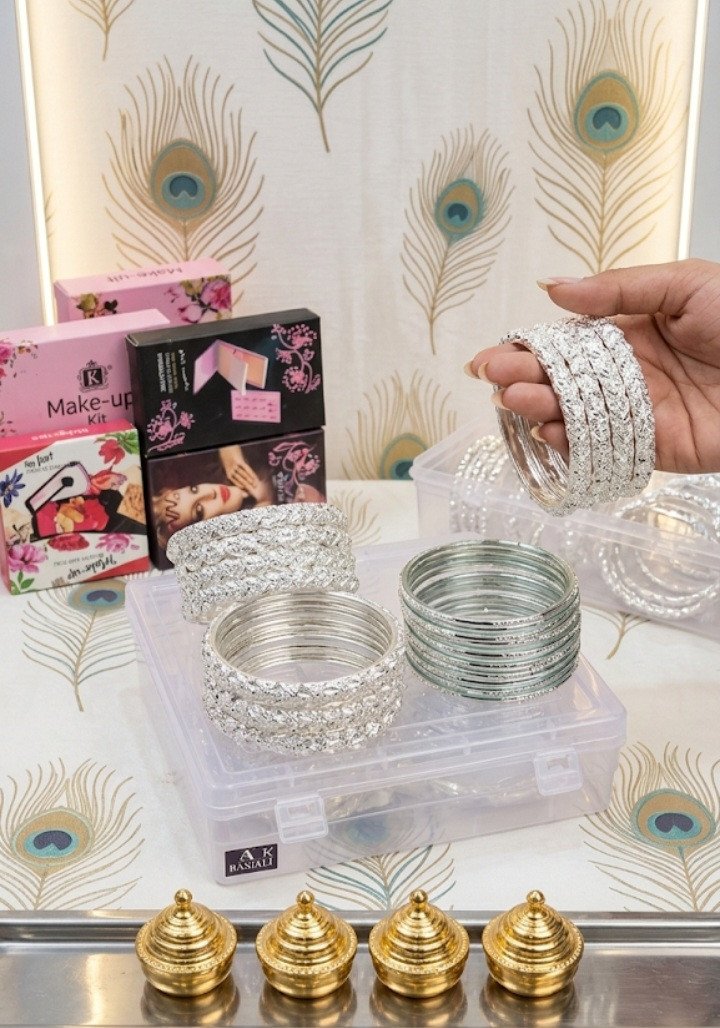 The Bridal Shringar Box: Majestic Silver Bangle Collection