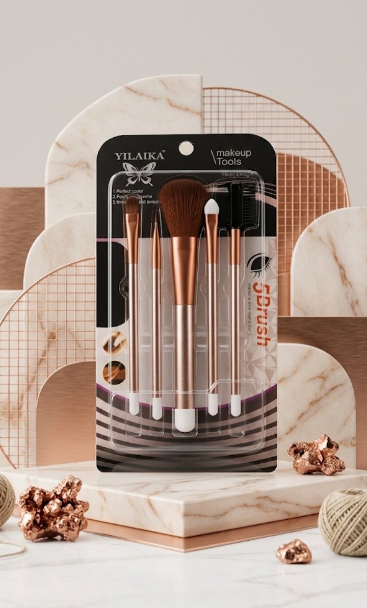 YILAIKA 'Elegance Series' 5-Piece Professional Makeup Brush Travel Set