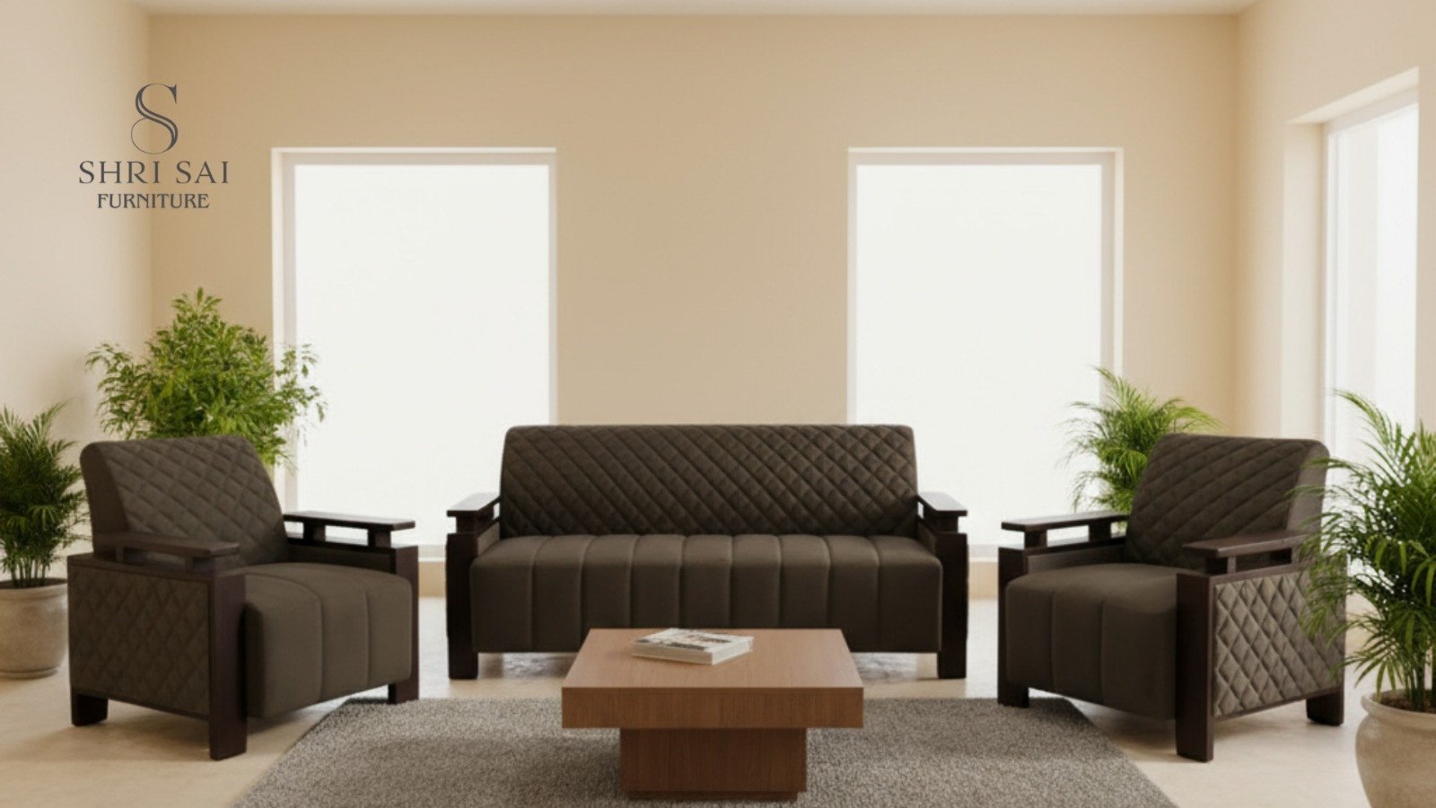 The Imperial Diamond-Quilted Wooden Sofa Set