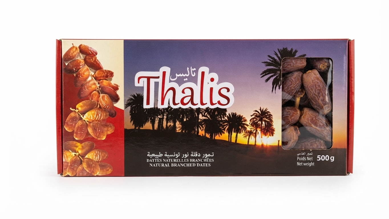 Thalis Natural Branched Dates – Premium Tunisian Deglet Nour (500 g)
