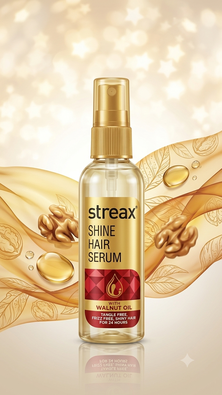 Streax Shine Hair Serum with Walnut Oil - Tangle Free & Frizz Free Hair